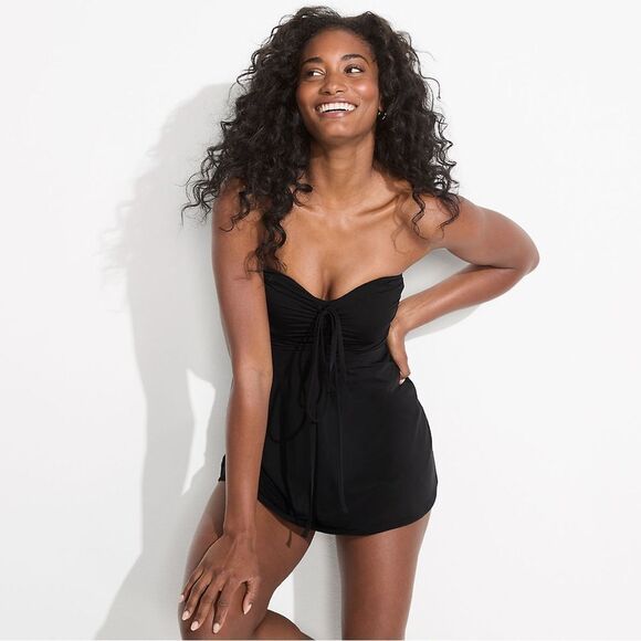 Land's End Mini Swim dress 1 piece ruched Bandeau halter black swimsuit Various - Picture 1 of 12
